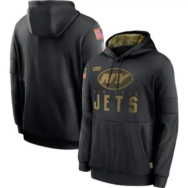 Men's Black New York Jets 2020 Salute to Service Sideline Performance Pullover Hoodie